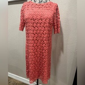 Elegant Coral Lace Dress